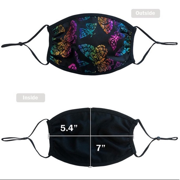 2-Layer Black Holographic Butterfly USA Face Mask - Picture 4 of 9
